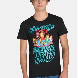 Simpsons Men’s Black Welcome To The Neighborhood Graphic T-Shirt